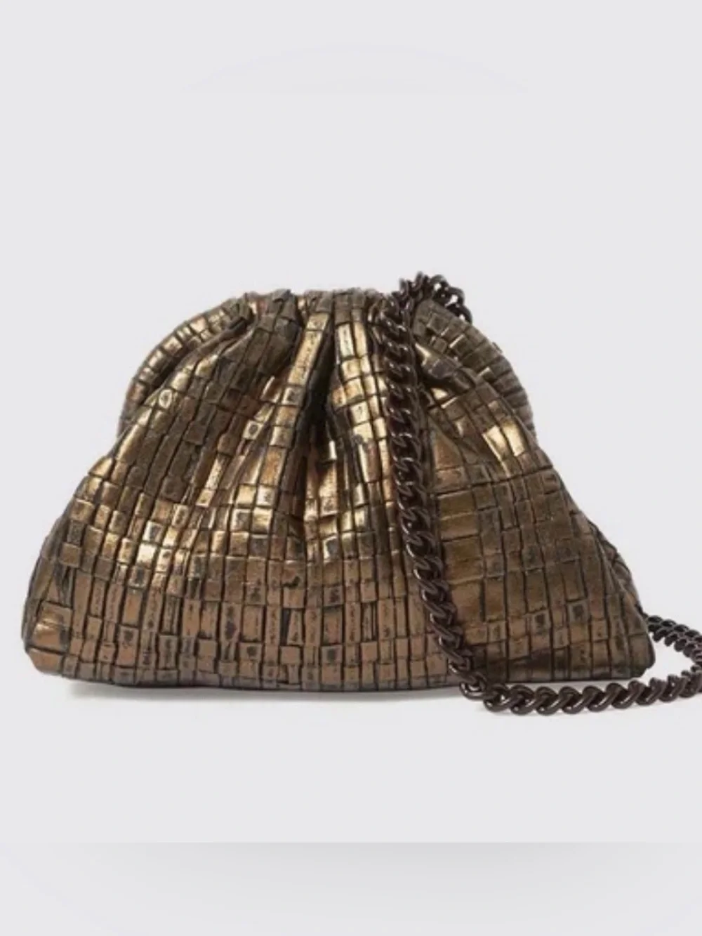 Maria La Rosa Bronze woven clutch